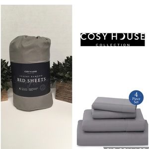 Cosy House Luxury Bamboo QUEEN Sheet Set GREY Hypoallergenic Microbial N… gray